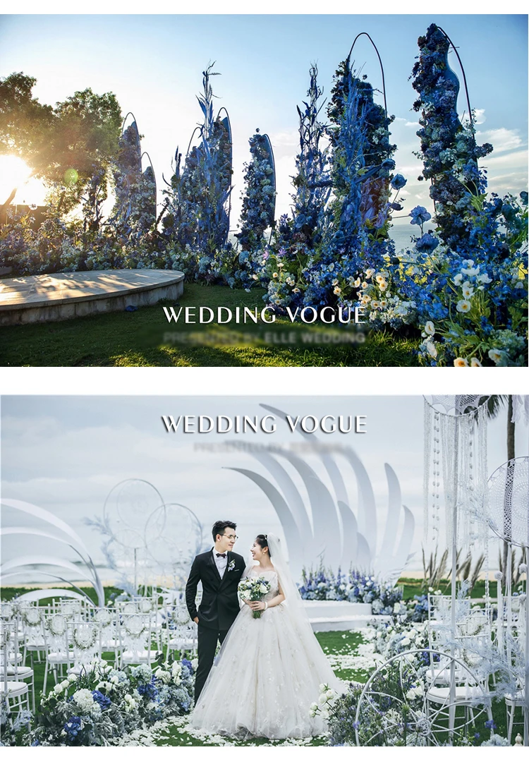 JAROWN Royal Blue Dark Blue Flowers Plant Leaf Material Artificial Flower Row DIY Props Rose Peony Wedding Decoration Party Decoration (4)