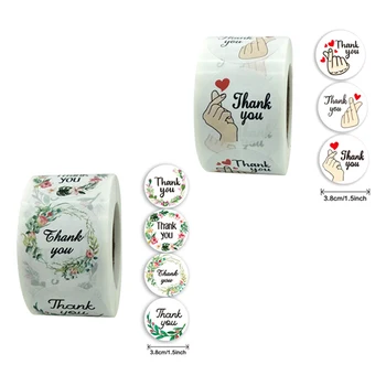 

500pcs /Roll Flowers Thank You Stickers Seal Label Sticker Retail Store Package Label Stickers Scrapbook Gift