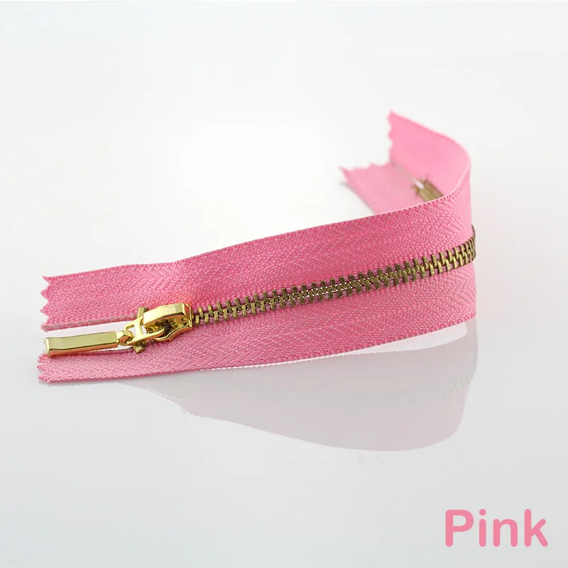 3 шт. 3#15 см металлическая молния латунь закрытый конец авто замки для одежды швейная молния - Цвет: Pink