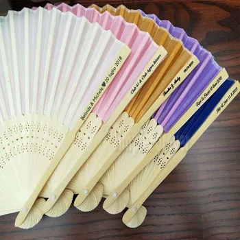 

Personalized Luxurious Silk Fold Hand Fan In Elegant Laser-Cut Gift Box +Party Favors/wedding Gifts+printing 80pcs/lot