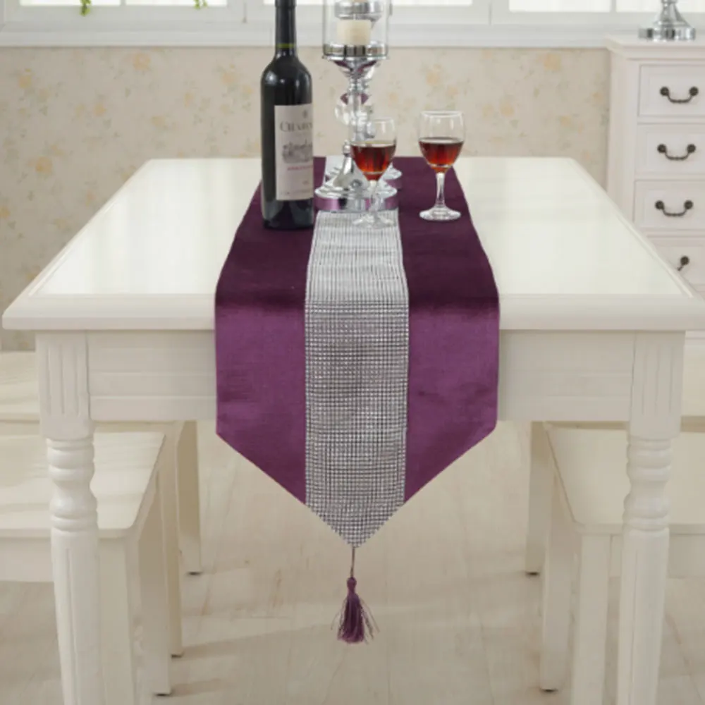 Runner Flag Bling Polyester Table Runner Festive Decoration Desk Cloth Strip Accessories Rhinestone Placemat Sequin