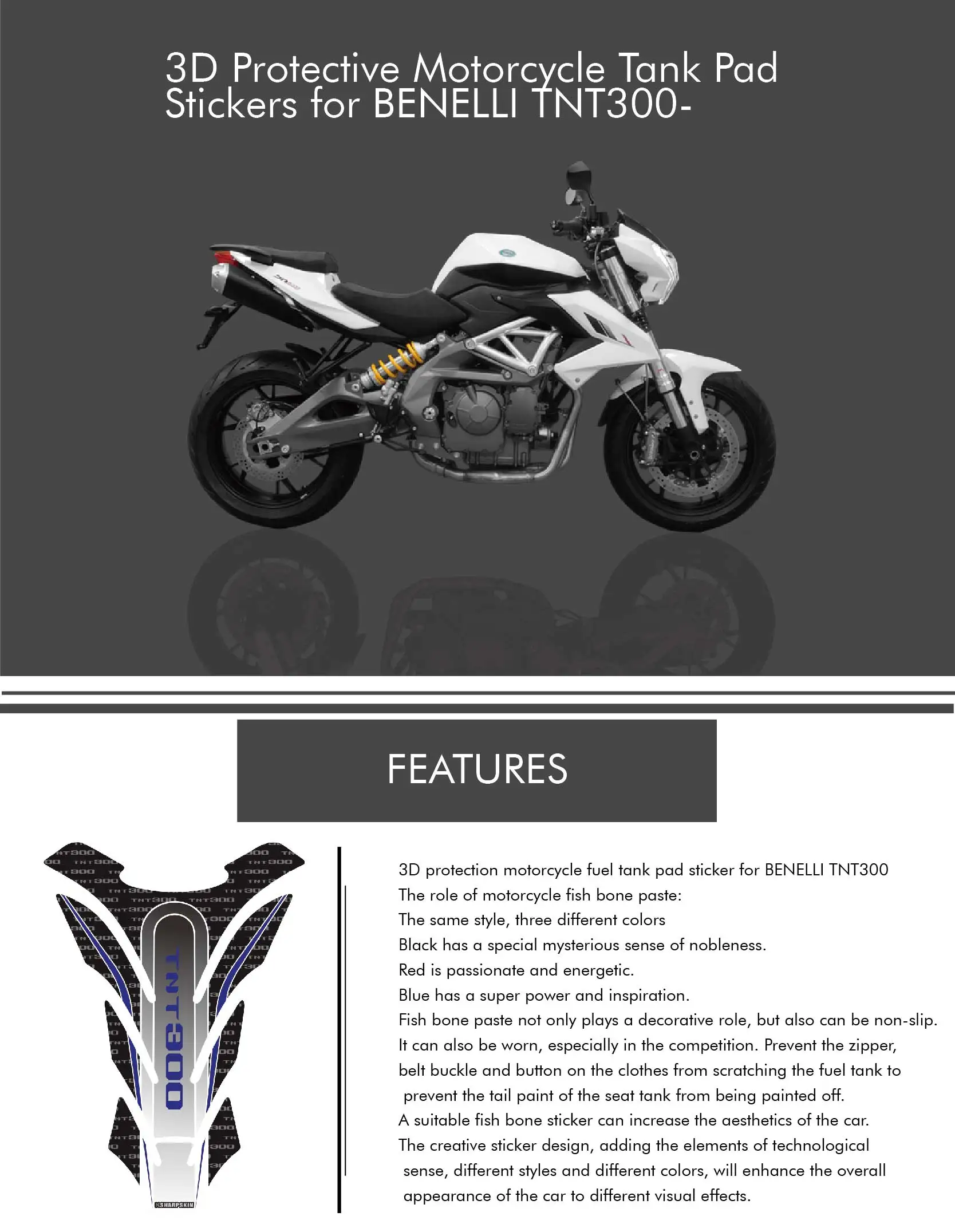 Модифицированный moto rcycle 3D топливный бак накладка Защитная паста рыбья кость паста для Бенелли TNT300 мото наклейка