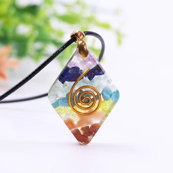 

Orgone Stone Sweater Chain Necklace Orgonite Necklace Reiki Healing Energy Generator Yoga Meditation Jewelry 7 Chakra Necklace