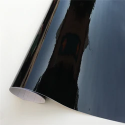 Glossy Piano Black Vinyl Wrap Film - Self-Adhesive, Bubble-Free Finish for Vehicle Trim and Mirrors