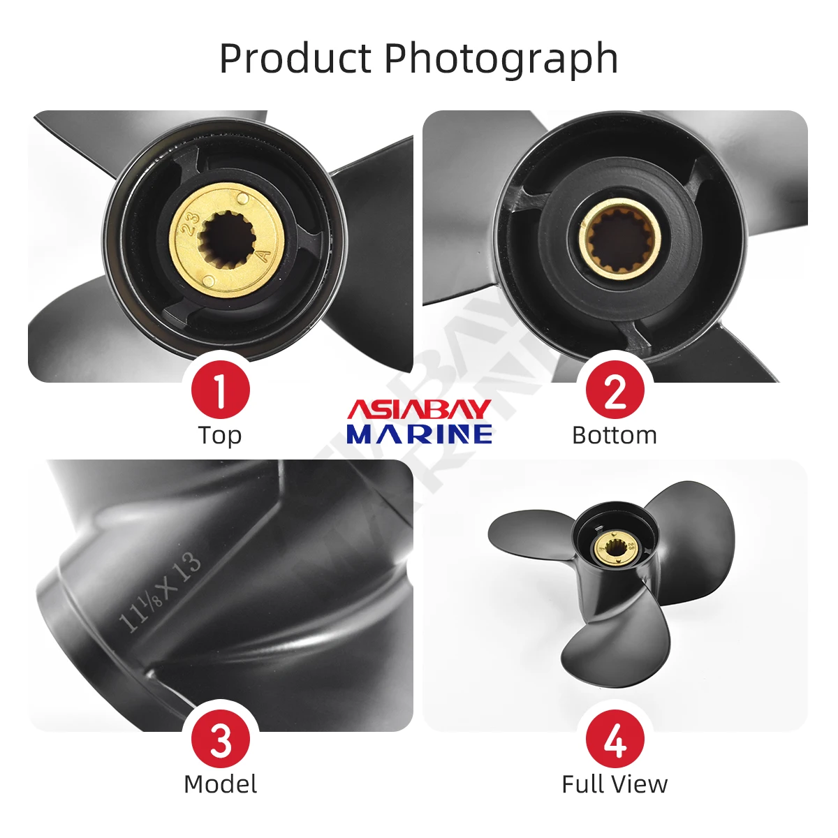 Elica In Alluminio Per Motore Fuoribordo 30-60HP | 3 Pale | Facile Da Installare - Foto 6