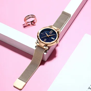 

New Design Hot Sexy Fashion Lady Quartz Wrist Watch With Magnetic Mesh Band