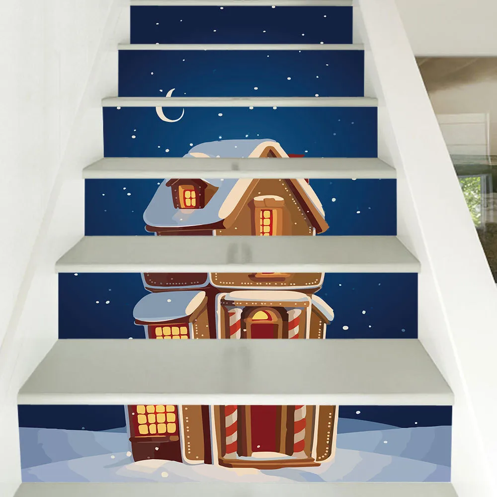 6 шт./13 шт. Простые рождественские виниловые Стикеры для лестницы украшения дома DIY полы водонепроницаемые лестницы фрески наклейки для обоев