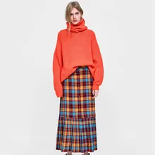 Ladyfirsy ZA клетчатые плиссированные юбки для женщин шотландская цветная однобортная элегантная плиссированная юбка рыбий хвост