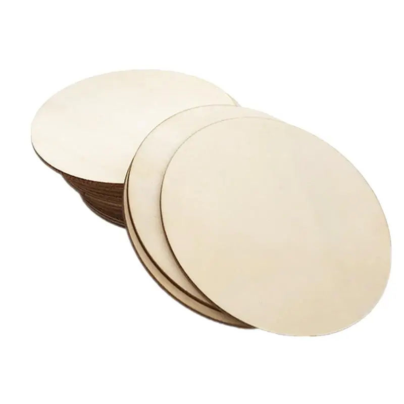 

60mm Unfinished Wooden Round Craft 50pcs Unfinished Wood Pieces Circles Ring DIY Craft Pyrography Projects Games Ornament A3