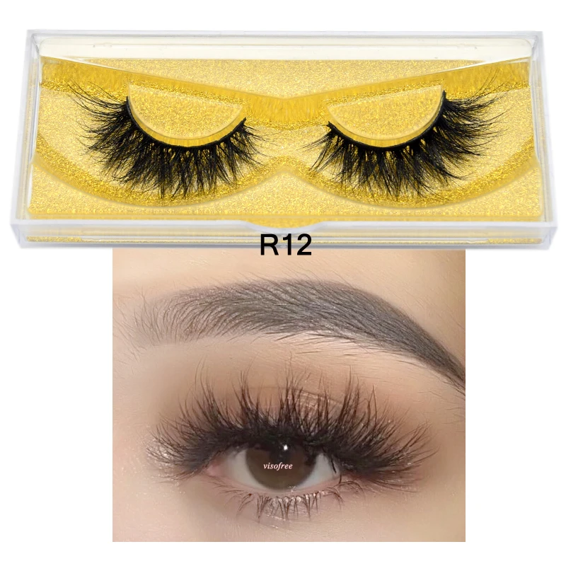 visofree R12 Visofree, норковые ресницы,, ручная работа, 3D, норковые ресницы, полная полоска, Мягкие Накладные ресницы, макияж, ресницы E11 - Цвет: visofree R12