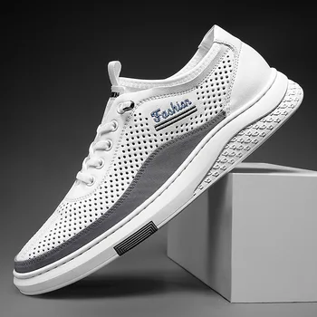 

Explosive hollow casual leather shoes Fashion Men Shoes Portable Breathable Running Shoes Large Size Sneakers Comfortab