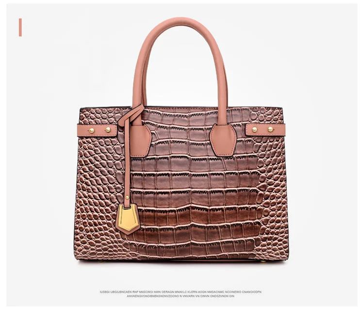Ladies Crocodile Handbags for Women Luxury Designer Genuine Leather Crossbody Purses Cowhide Top Handle Office Tote Shoulder Bag (21)