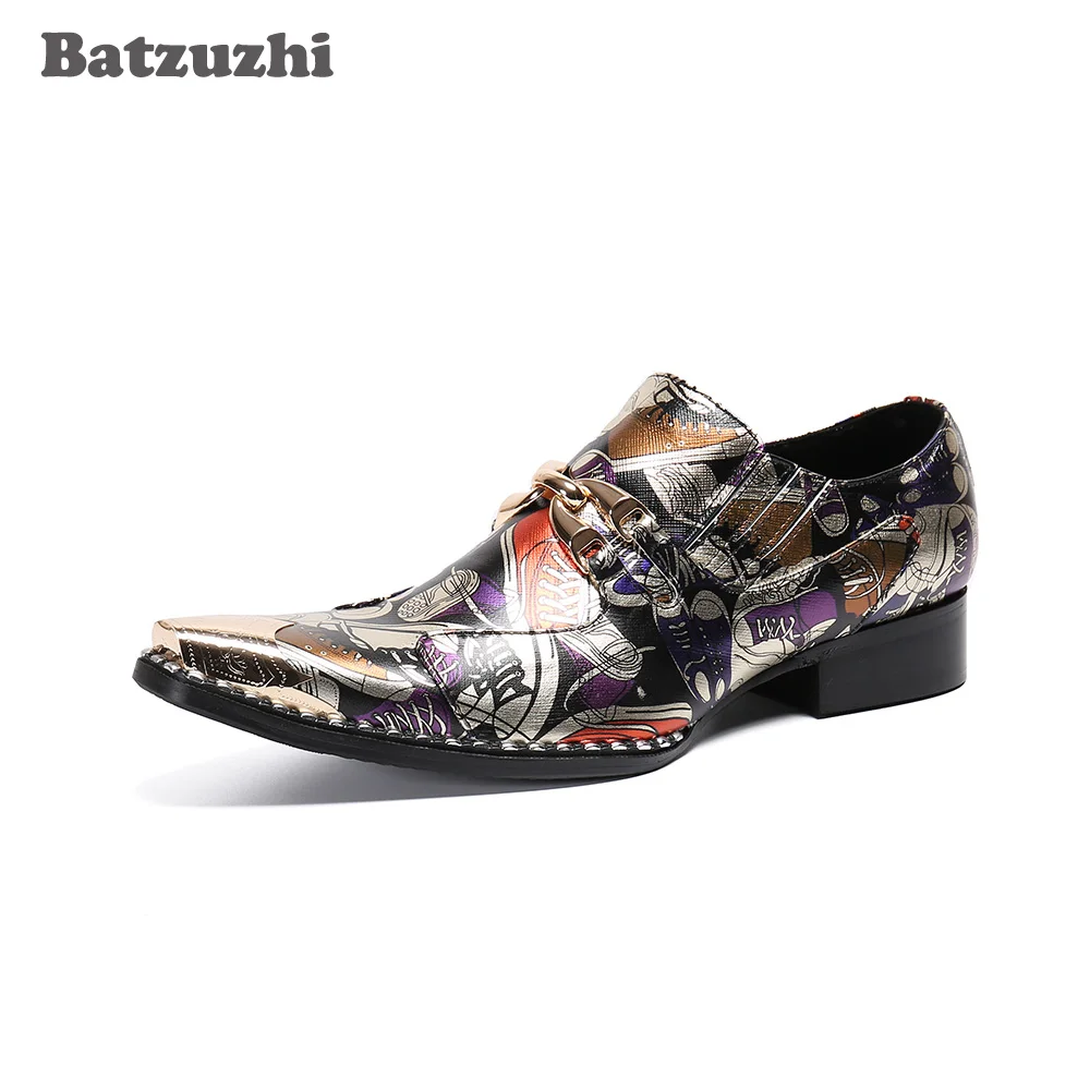 Batzuzhi Fashion Oxford Shoes for Men Pointed Toe Men's Genuine Leather Dress Shoes Color Party and Wedding zapatos de hombre