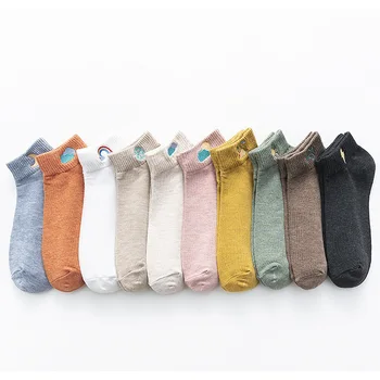 

Fashion Women Socks 2020 Spring New Embroidery Ankle Socks Female Cute Casual Breathable Cotton Short Socks Girls Korean Style