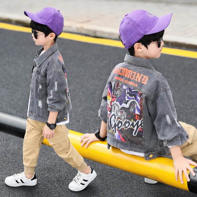 

Childrenswear Boys' Denim Jacket Spring Clothing 2019 New Style Kids' Jacket Big Boy Western Style Spring And Autumn Korean-styl
