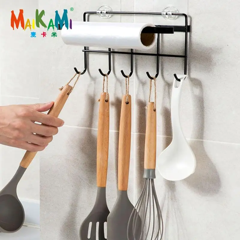 

Iron Kitchen Tissue Holder Hanging Bathroom Toilet Roll Paper Holder Towel Rack Kitchen Cabinet Door Hook Holder Organizer