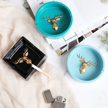 

Nordic Deer Head Ashtray Creative Home Living Room Office Resin Portable Animal Ashtrays Decorative Ornaments Gifts For Friends
