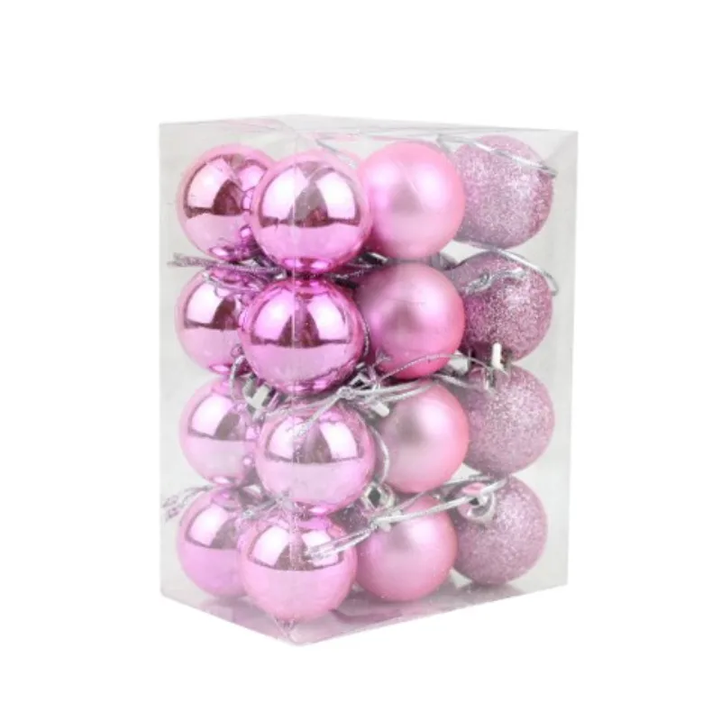 24 шт. Рождественские шары елочные украшения шары Пластиковые украшения для дома и сада праздничные вечерние принадлежности - Цвет: Pink