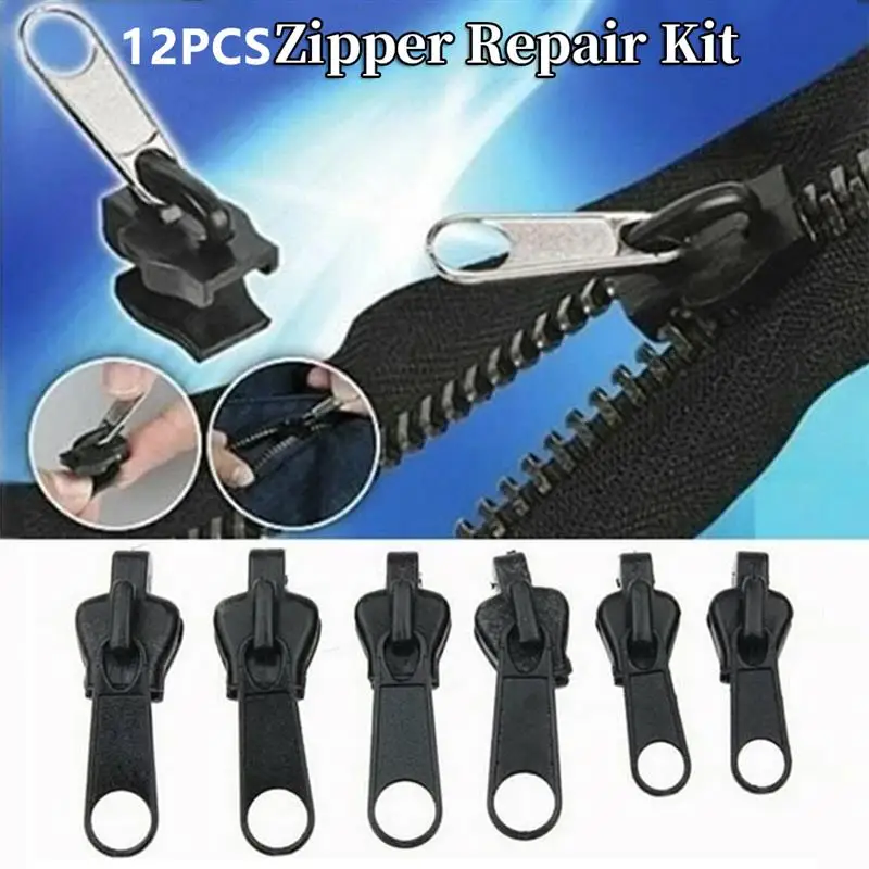 12pcs Instant Zipper Universal Instant Fix Zipper Repair Kit Replacement Zip Slider Teeth Rescue