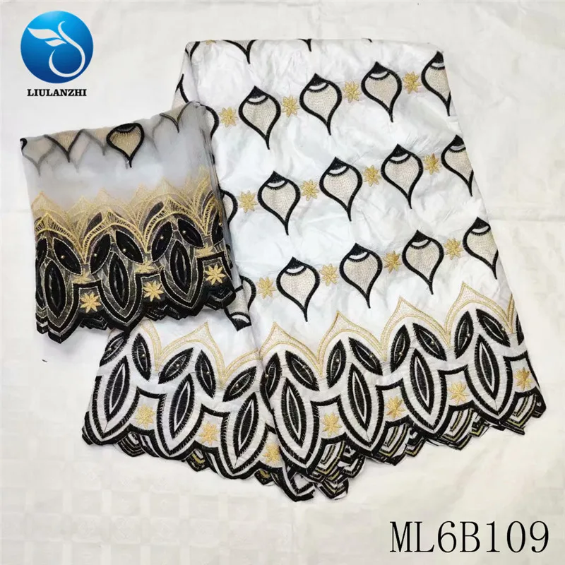 LIULANZHI Нигерия Базен белый Riche 7 ярдов Африканское парчовое хлопковое шитье для платья Базен Riche ML6B109