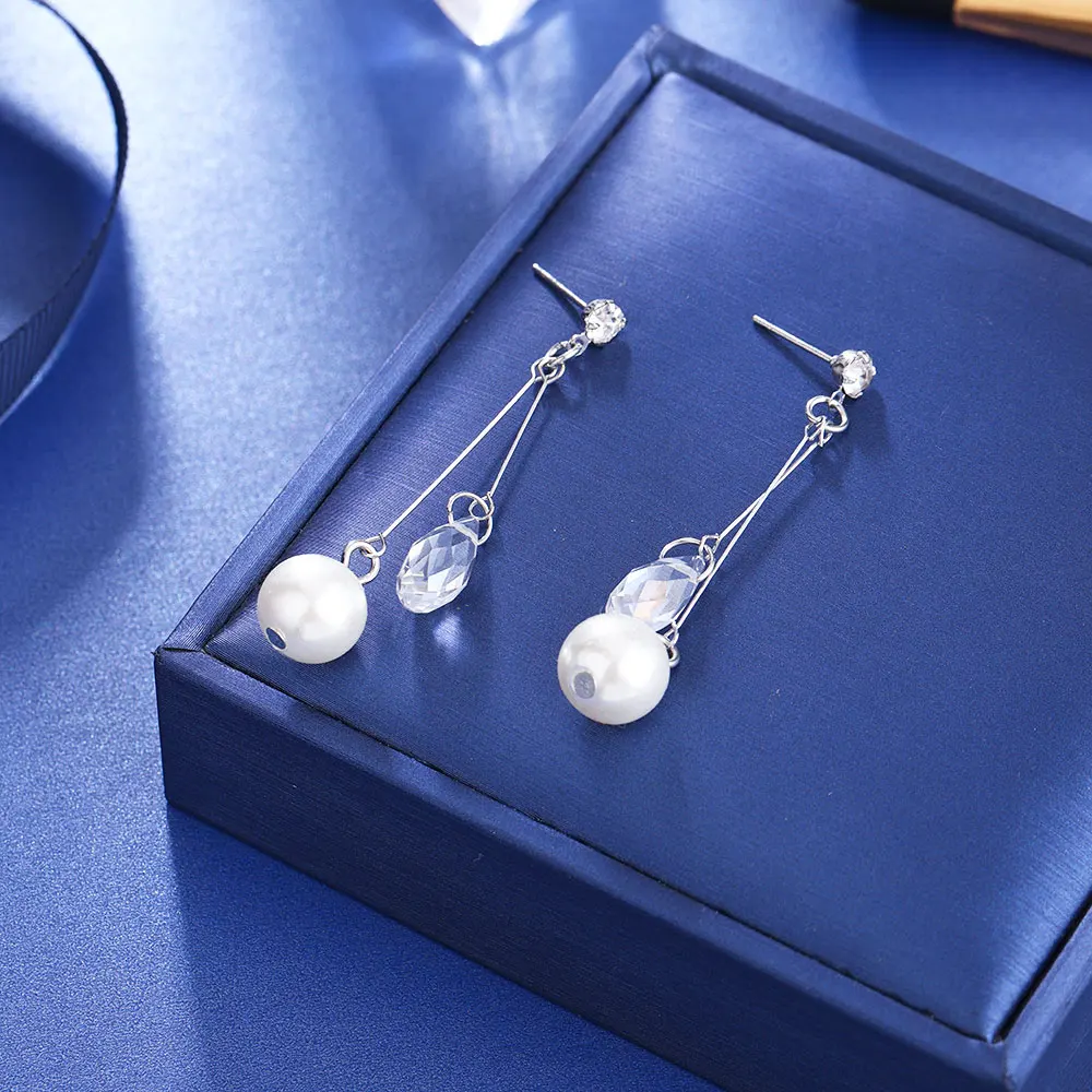 HanCheng новые модные серьги с жемчугом длинные висячие Стразы ювелирные изделия для