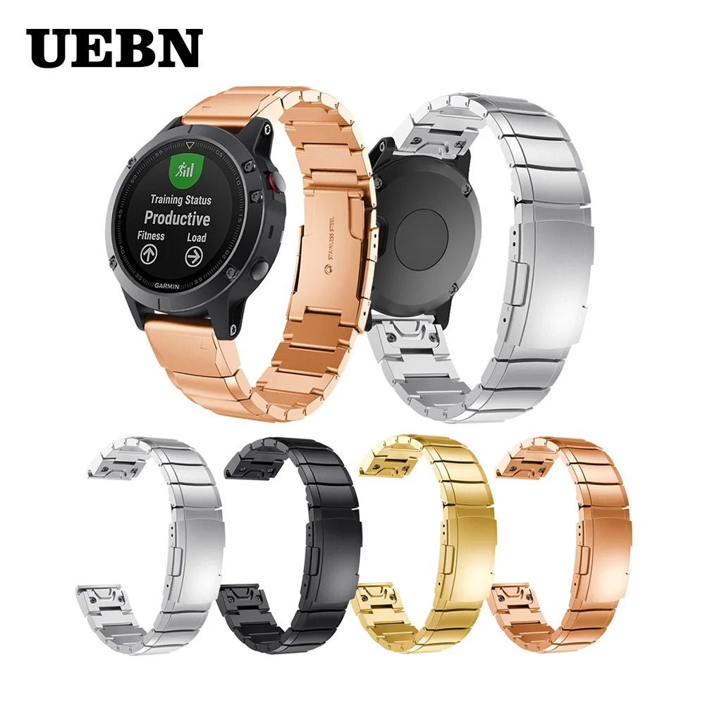 

UEBN 22mm Quick Stainless Steel Band for Garmin Fenix 6 5 Plus Strap for Forerunner 935 945 Approach S60 S50 Watchband