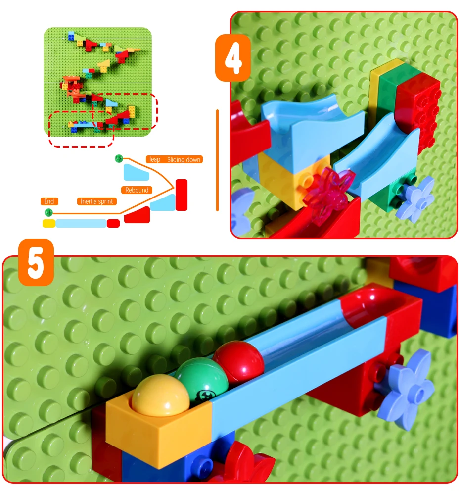 Bloco de Mable Placa de Base Placa de Base da Parede da Cidade Tamanho Grande Corrida Building Block Compatível Legoinglys Duploed Funil Slide da Parede Cidade 77 Pçs - Set 8 Mable Corrida Corrida Building Block Compatível LegoINGlys