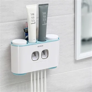 

Automatic Toothpaste Dispenser Toothbrush Holder Storage Rack Wall Mount Holder Toothpaste Squeezer Set Bathroom Accessories