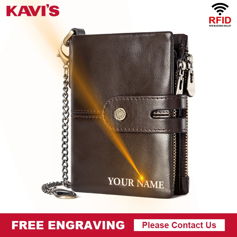 

Free Engraving 100% Genuine Leather Men Wallet Coin Purse Small Mini Card Holder Chain PORTFOLIO Portomonee Walet Male Pockets