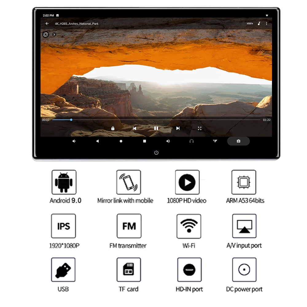 YAZH 12,5 ”ips Android 9,0 Pie Автомобильный подголовник монитор с 1920*1080 HD 4K видео fm-передатчик Bluetooth HDMI вход зеркальная связь
