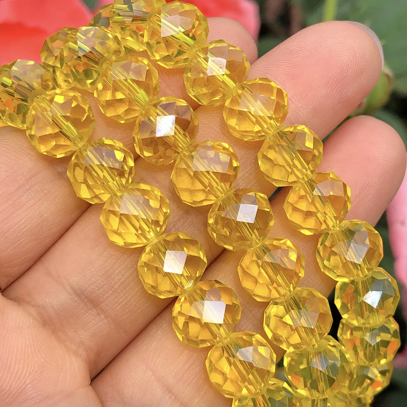 

Upscale Yellow Austrian Rondelle Crystal Glass Beads Faceted Loose Spacer Beads For Jewelry Making Diy Finding Bracelet 6/8/10MM