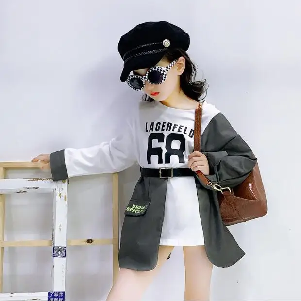 

2019 Korean style girls patchwork dress fashion cotton autumn girls dresses 3-8t C220