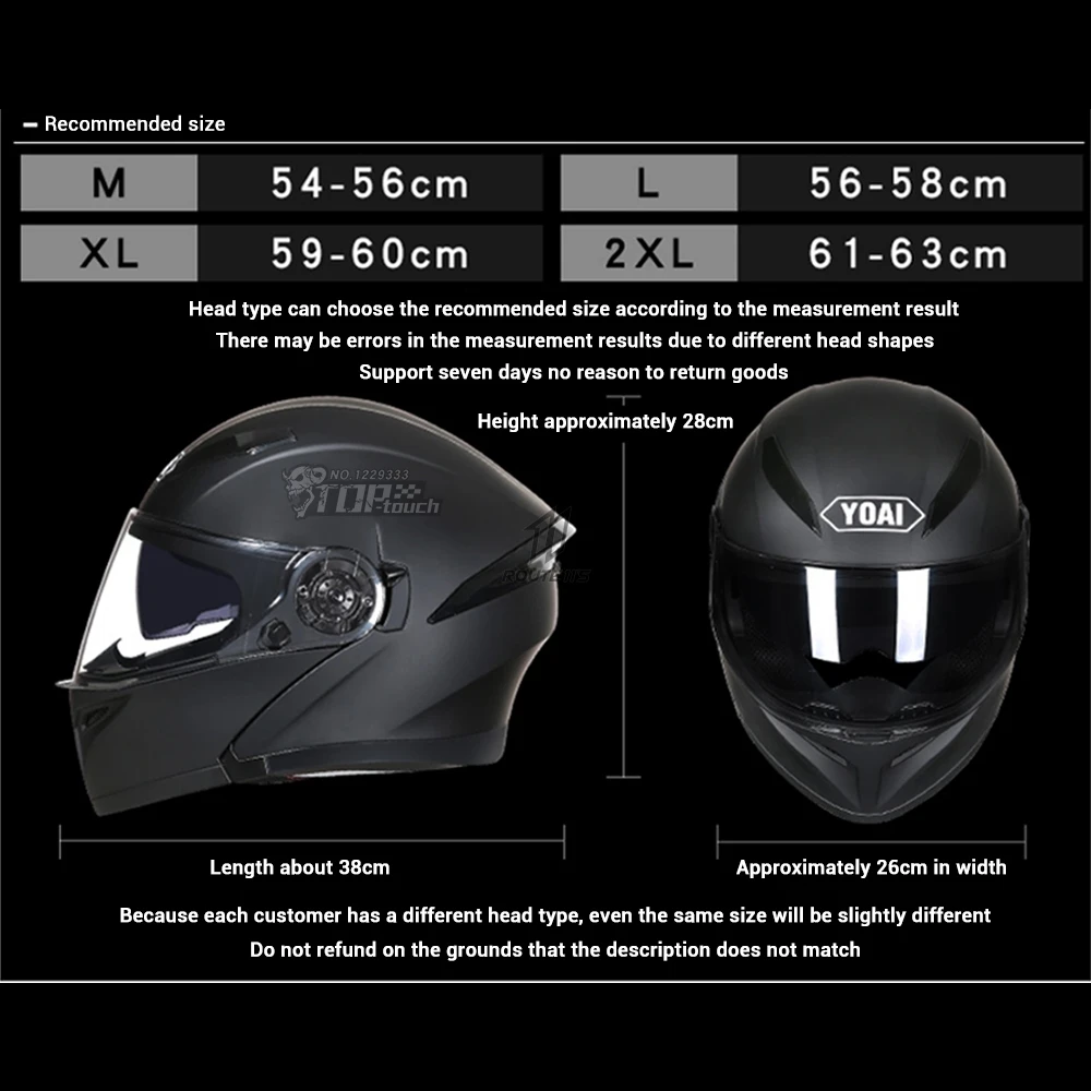 YOAI Motorcycle Helmet Flip Up Motocross Helmets Full Face Moto Helmets Motorcycle Capacete Casco Moto With Doublel Lens