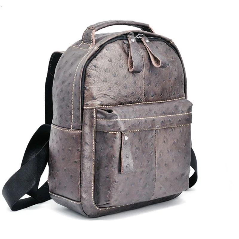 

Genuine Leather Coffee Ostrich Leather Backpack Women Real Leather Back Pack Ostrich Purse