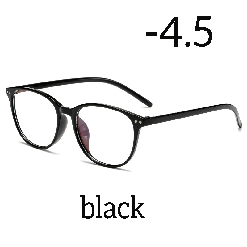black myopia 4.5 Seemfly готовые очки для близорукости ультралегкие ретро круглые очки для близорукости модная синяя пленка высота сверхлегкая 100-600 градусов - Цвет оправы: black myopia 4.5