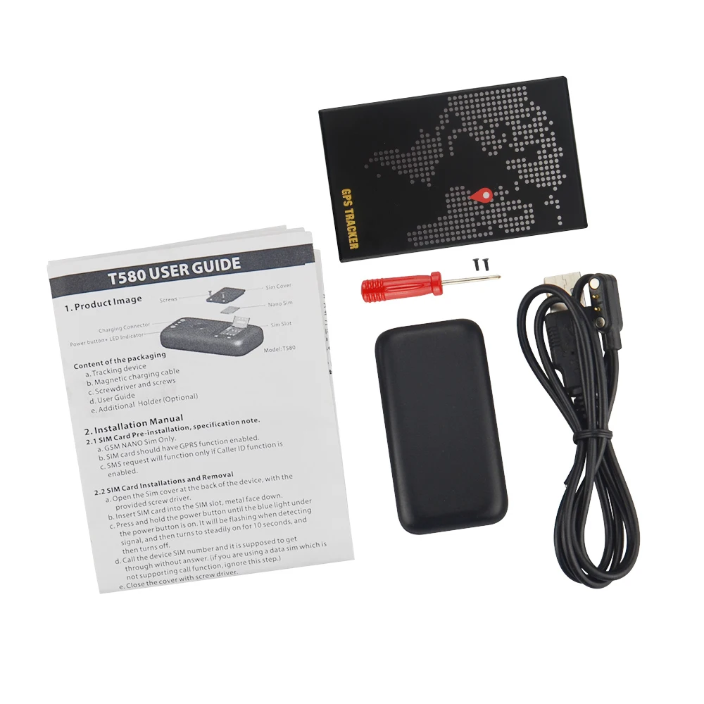 Мини большой палец персональный gps-трекер T580 Портативный gps+ локатор lbs с тревожной кнопкой водонепроницаемое устройство слежения для женщин детей - Цвет: with box