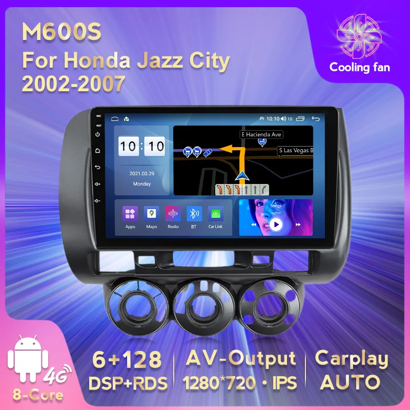 Octa Core Navifly 4G LTE Автомобильный мультимедийный GPS радио плеер для Honda Jazz City 2002 - 2007