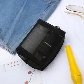 

Mesh Transparent Wash Pouch Cosmetic Travel Storage Portable Organizer Makeup Bag Toiletry Multifunction Large Capacity Zipper