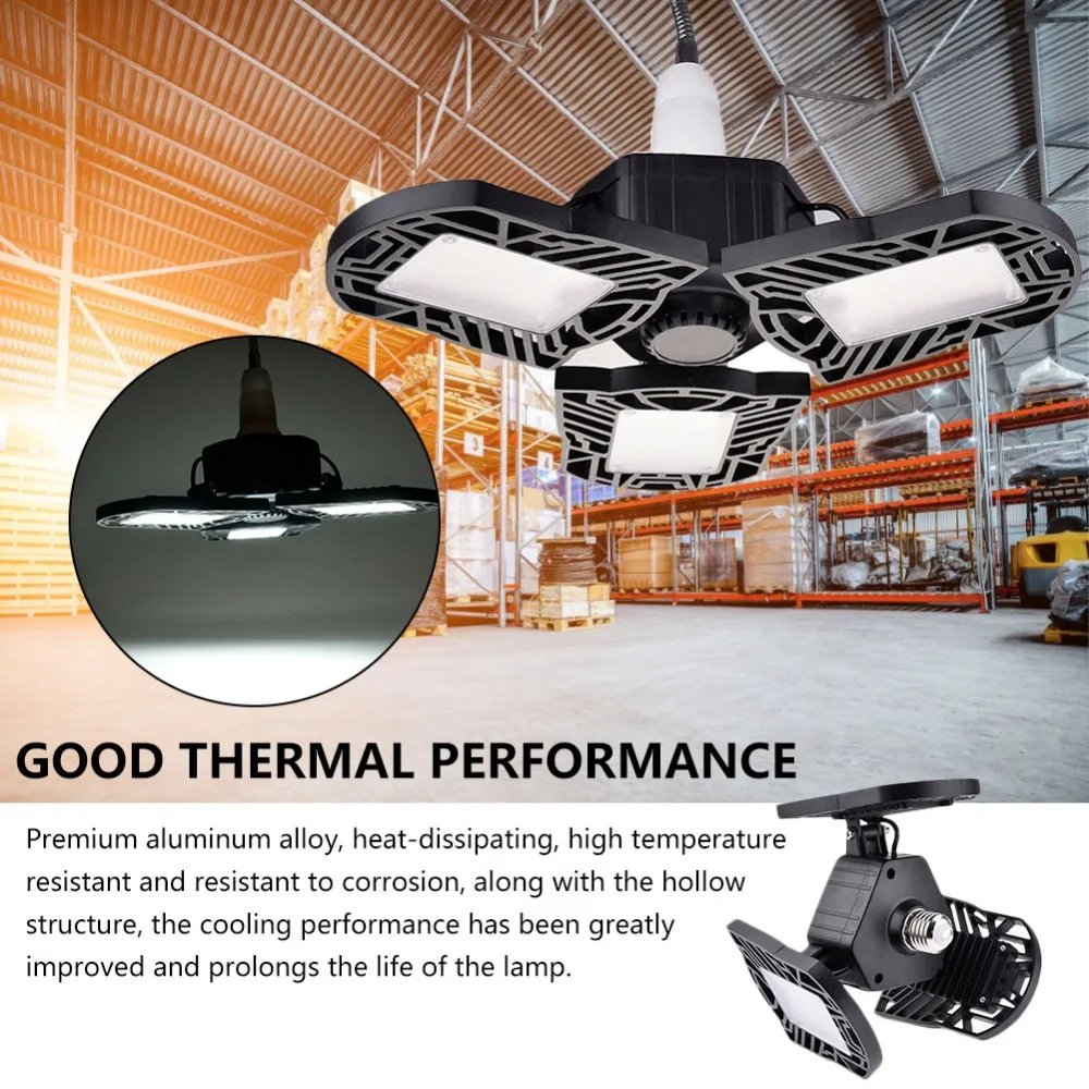 Led Garage Lamp UFO Deform Industrial Lamp E27/E26 Led High Bay Light 60/80W Workshop Parking Warehouse Lamp 85-265v