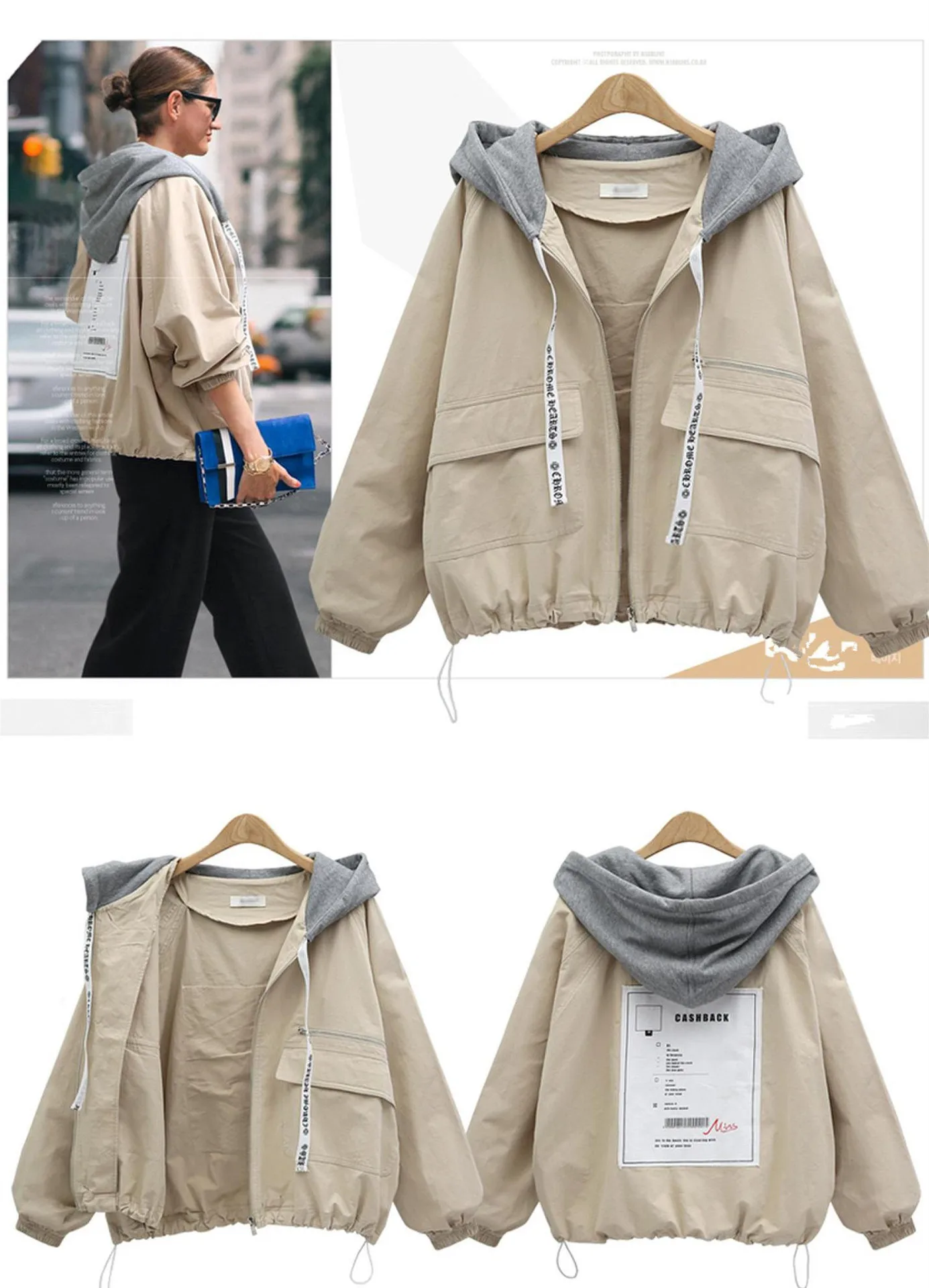 AliExpress Autumn And Winter New Style Large Size Dress Europe And America Versatile Hooded Short WOMEN'S Jacket Coat D024