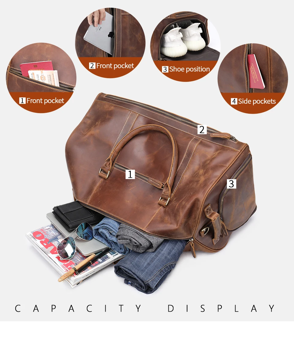 Men's Vintage Genuine Leather Travel Bag - Wesley