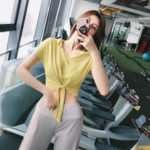 Для женщин Фитнес Топы Рубашки йоги спортивная тренировочная Спортивная короткий рукав рубашка для йоги и бега спортивные топы с капюшоном, быстро сохнет, Костюмы