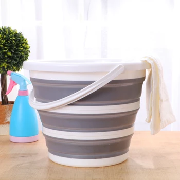 

10L Folding Bucket Bathroom Outdoor Fishing Bait Folding Round Portable Car Wash Bucket Silicone Bucket Kitchen Accessories Gift