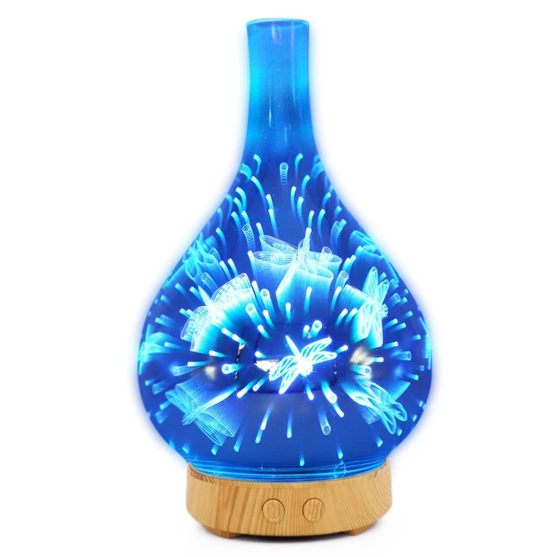 3D Стрекоза фейерверк стекло в форме вазы увлажнитель воздуха с 7 цветов светодиодный ночник Арома эфирное масло диффузор тумана Ультра