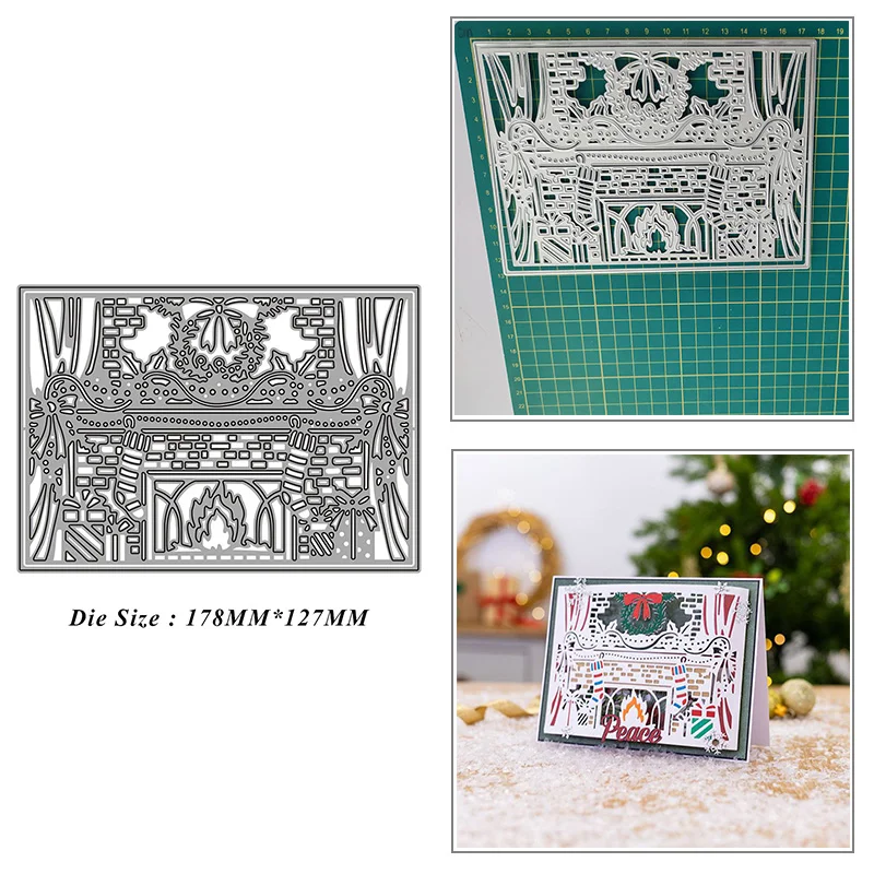 

Christmas Fireplace Metal Cutting Dies for DIY Scrapbook Album Paper Card Decoration Crafts Embossing 2021 New Dies