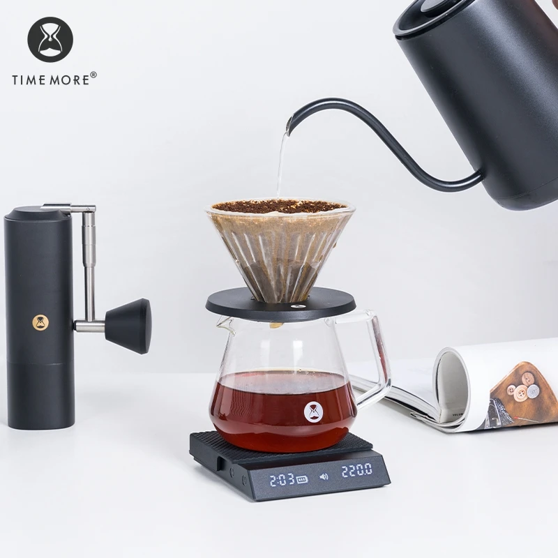 TIMEMORE Store Black Mirror Nano Espresso Coffee Kitchen Scale NEW Weighing Panel With Time USB Light Mini Digital Give the mat