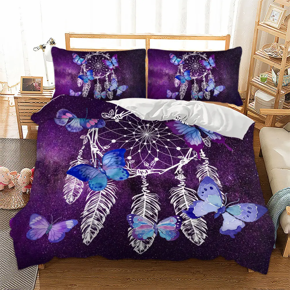 Butterfly Bedding 3D Printed 100/% Duvet Cover Set Full//Queen Size Purple 3 PCS