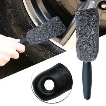 

Auto Car Cleaning Universal Portable Microfiber Wheel Tire Rim Brush For Car With Plastic Handle Washing Cleaner