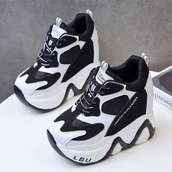 

Spring autumn 2020 sport Height Chunky Sneakers Wedge Shoes Woman Fashion Women Shoes Thick Bottom High Heels Breathable Mesh