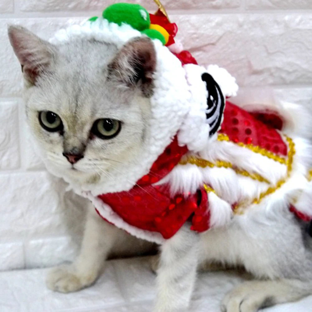 Прекрасный Chritmas Львы танцевальный, ткань с блестками теплая собака одеваются пальто одежда Chritmas фестиваль украшения